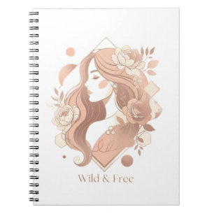 Cuaderno Rematada Estética Boho de Arte de Línea para Mujer