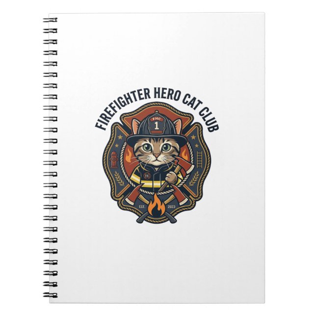 Cuaderno Remera gráfica de gato héroe bombero - Bombero (Frente)