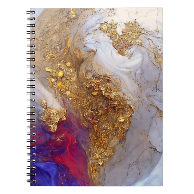 Cuaderno Remolino de mármol blanco con oro líquido (Frente)