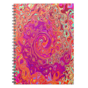 Cuaderno Remolino de mármol coral y púrpura abstracto retro