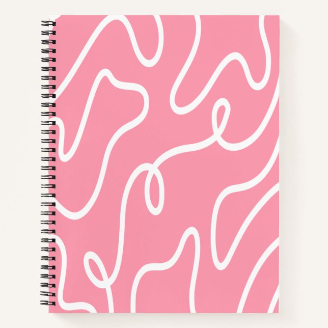 Cuaderno Remolino Líquido Estético Patrón Ondulado Rosa Pas (Anverso)