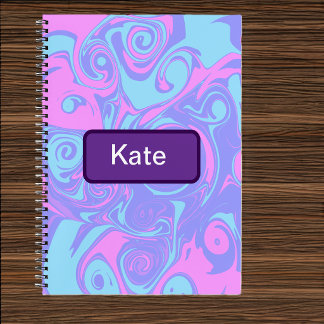 Cuaderno Remolinos abstractos de rosa y azul 