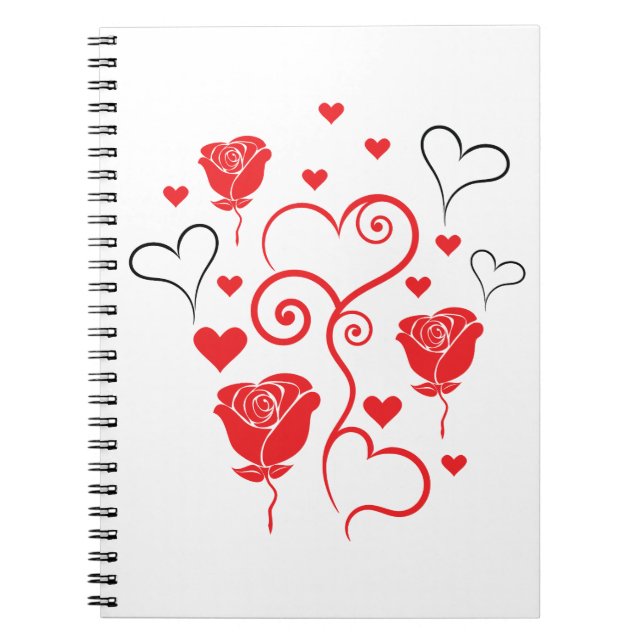 Cuaderno Remolinos de Corazones y Rosas (Frente)