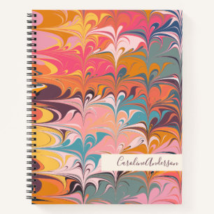 Cuaderno Remolinos de mármol abstracto colorido personaliza