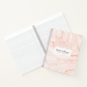 Cuaderno Remolinos de mármol dorado rosado