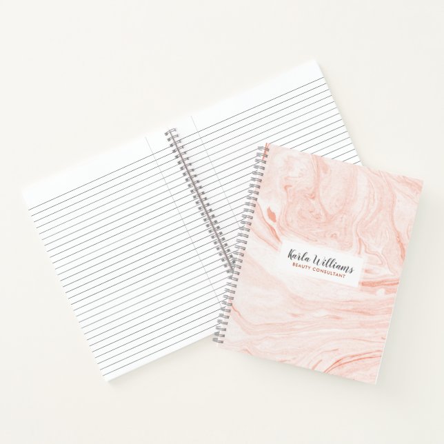 Cuaderno Remolinos de mármol dorado rosado (Interior)