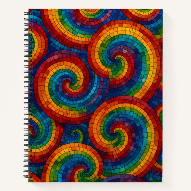 Cuaderno Remolinos de mosaico colorido de lujo (Anverso)