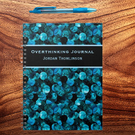 Cuaderno Remolinos en azul claro, aqua, verde teal y negro