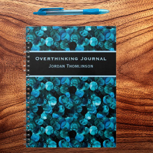 Cuaderno Remolinos en azul claro, aqua, verde teal y negro