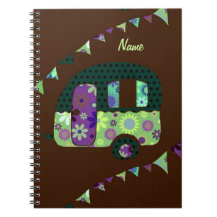 Cuaderno remolque retro de Shabbychic, acampador, arado de 