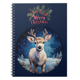 Cuaderno Reno con saludo de corona de Navidad feliz