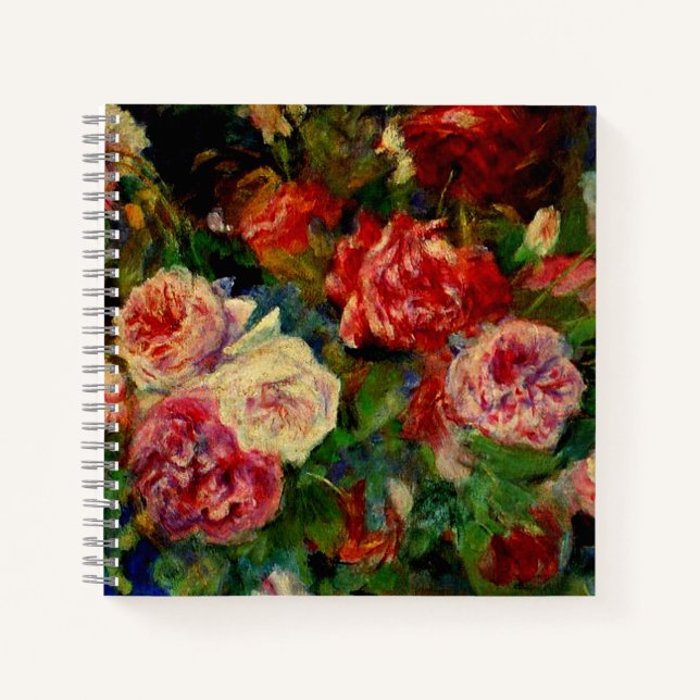 Cuaderno Renoir - Rosas, pintura famosa, (Anverso)
