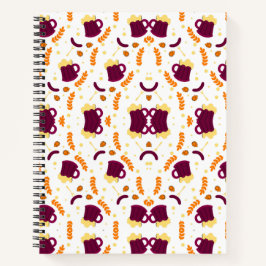 Cuaderno Repeating pattern of cheerful purple mugs