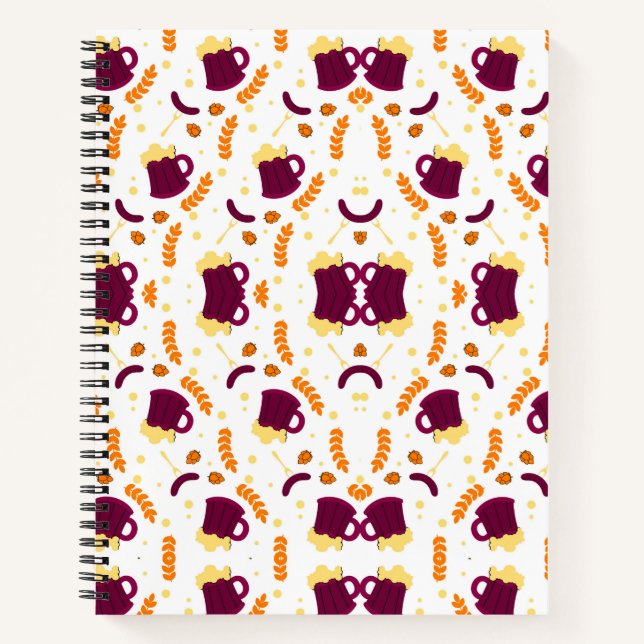 Cuaderno Repeating pattern of cheerful purple mugs (Anverso)