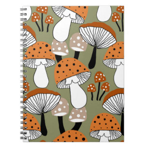 Cuaderno Repetición de hongos coloridos con dibujos a mano