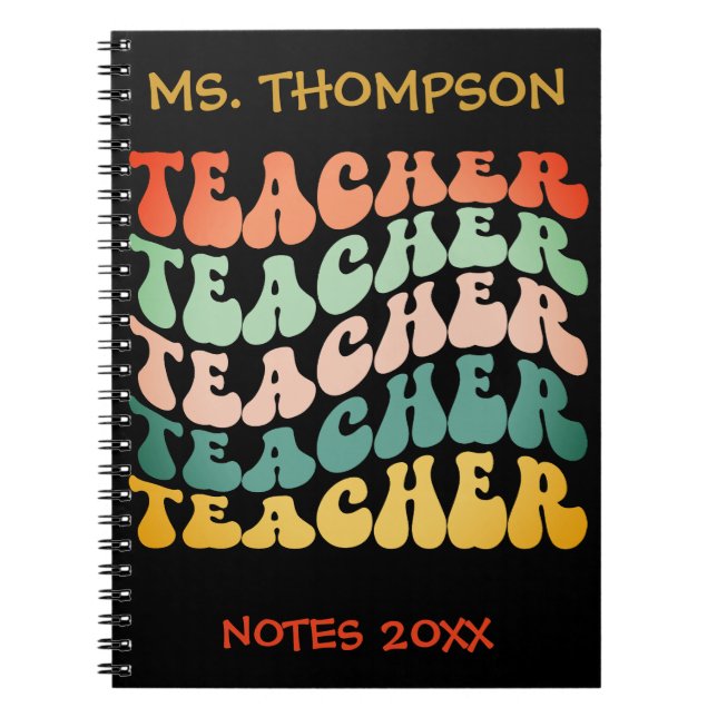 Cuaderno Repetidor de la tipografía de onda vetusta retro (Frente)