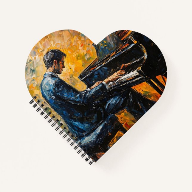 Cuaderno Reproductor de piano - Pintura de aceite (Anverso)