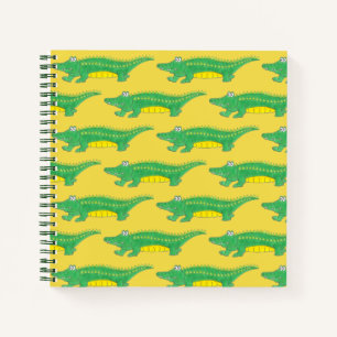 Cuaderno Reptil de cocodrilo de cocodrilo de gator verde