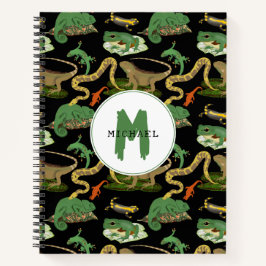 Cuaderno Reptil, Lagartos y Anfibios Monograma para Niños