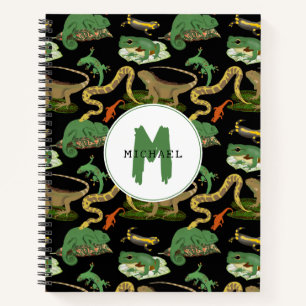 Cuaderno Reptil, Lagartos y Anfibios Monograma para Niños