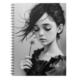 Cuaderno "Respira" Chica Dandelion Blanco y Negro
