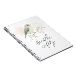 Cuaderno Respira Suavemente Pájaro Acuarela Minimalista