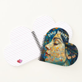 Cuaderno Respiración profunda, cita motivacional, azul y or