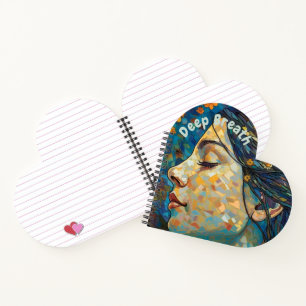 Cuaderno Respiración profunda, cita motivacional, azul y or