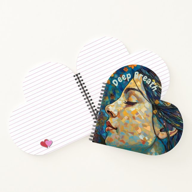 Cuaderno Respiración profunda, cita motivacional, azul y or (Interior)