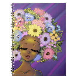 Cuaderno Resplandor de pelo de flor afroamericana