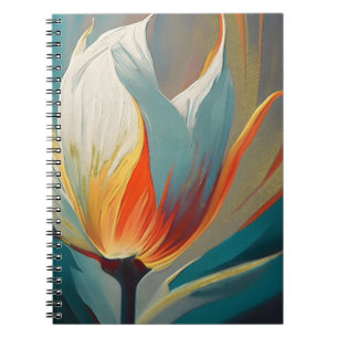 Cuaderno Resplandor floral abstracto en azul turquesa y nar