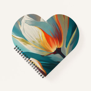 Cuaderno Resplandor floral abstracto en azul turquesa y nar