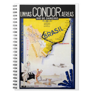 Cuaderno Restauración del Poster de viajes Brasil Rio Vint