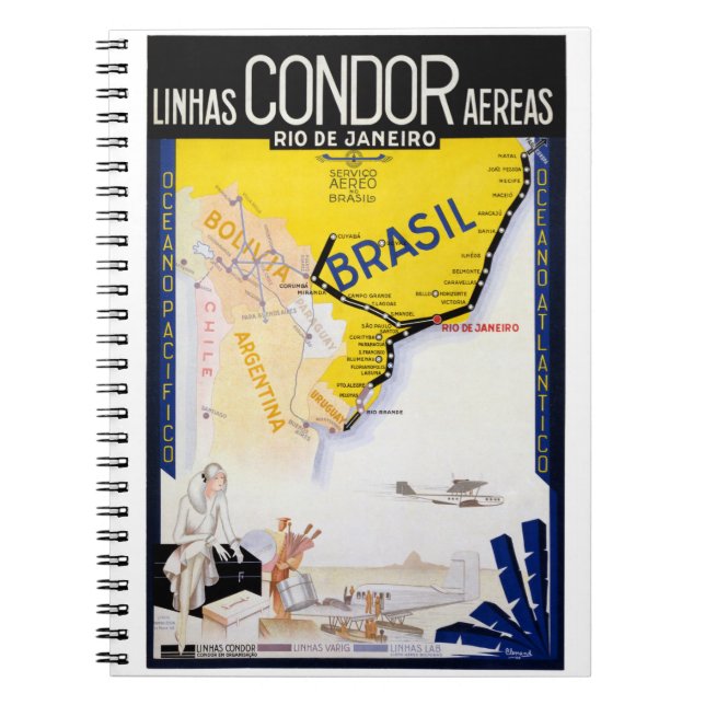 Cuaderno Restauración del Poster de viajes Brasil Rio Vinta (Frente)