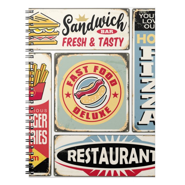 Cuaderno Restaurantes de comida rápida y cenas retro señale (Frente)