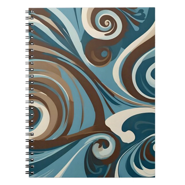 Cuaderno Resumen abstracto marrón, azul y crema (Frente)