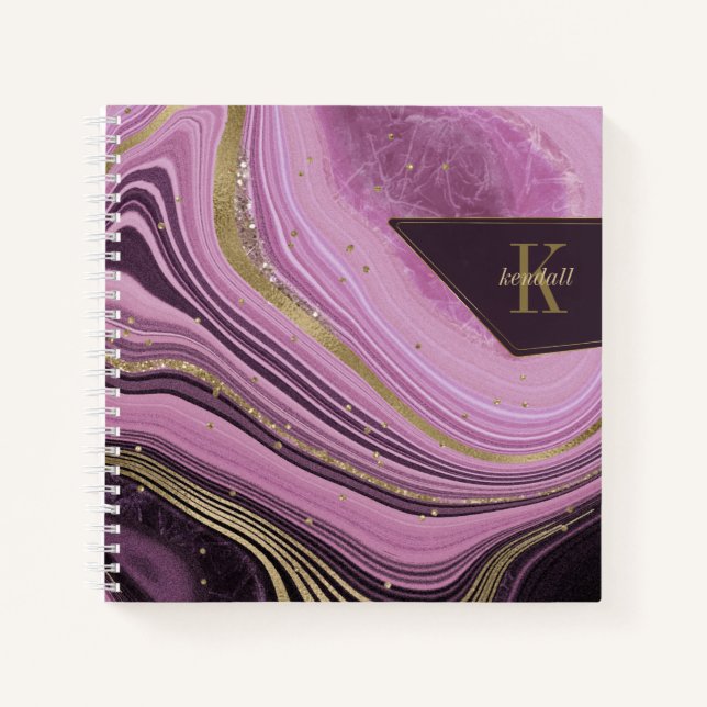 Cuaderno Resumen Agate Monograma Mauve ID827 (Anverso)