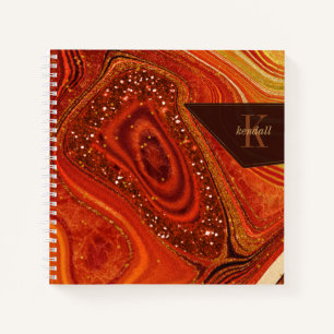 Cuaderno Resumen Agate Monograma Naranja caliente ID827