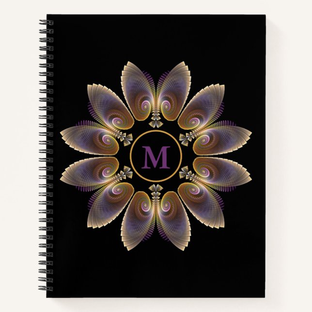 Cuaderno Resumen Angel Wings Mandala Fractal Monograma (Anverso)