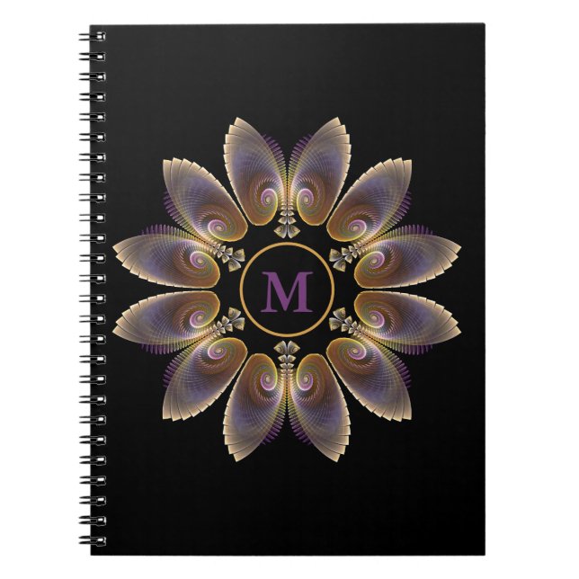 Cuaderno Resumen Angel Wings Mandala Fractal Monograma (Frente)