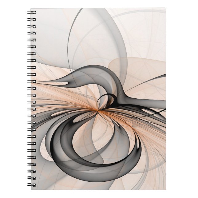 Cuaderno Resumen Antracita Grey Siena Arte Fractal Moderno (Frente)