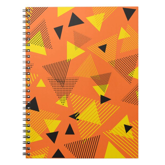 Cuaderno Resumen arte moderno triángulos Naranja negro amar (Frente)