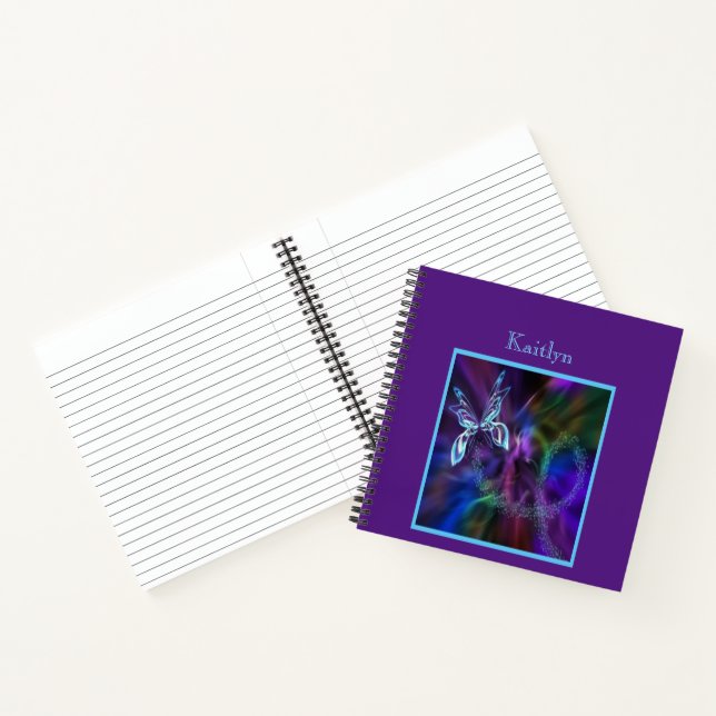 Cuaderno Resumen Azul morado azul mariposa Neón Impresión c (Interior)