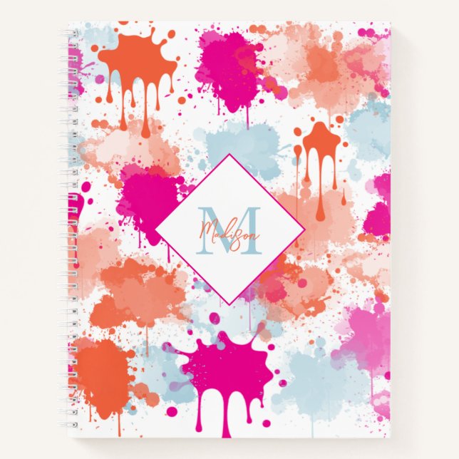 Cuaderno Resumen azul rosa naranja Resumen de pinturas mode (Anverso)