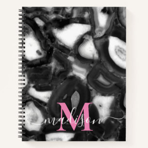 Cuaderno Resumen Blanco negro agates geogram script