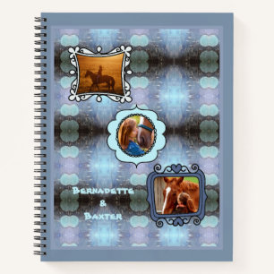 Cuaderno Resumen Blue 3 Photo Horse Mascota Collage y nombr