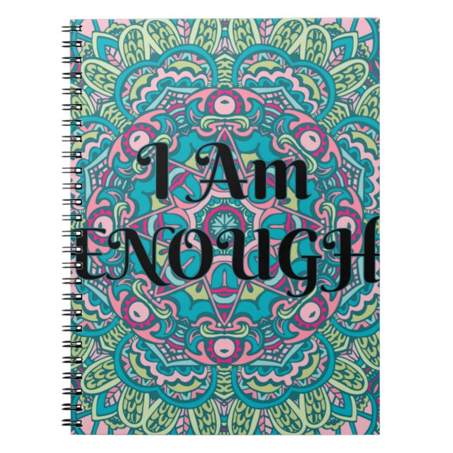 Cuaderno Resumen Boho Mandala Soy Suficiente Afirmación (Frente)