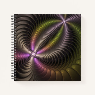 Cuaderno Resumen brillante Trippy Colorido arte fractal 3D