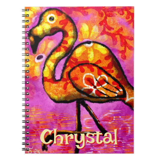 Cuaderno Resumen caprichoso Flamingo Ave Personalizado (Frente)