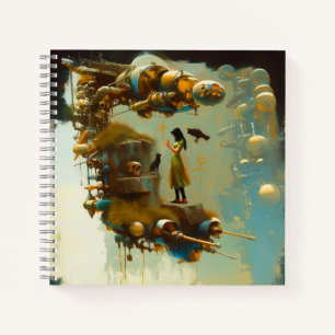 Cuaderno Resumen Cat Raven de SciFi Occult Dark Witchy AI A